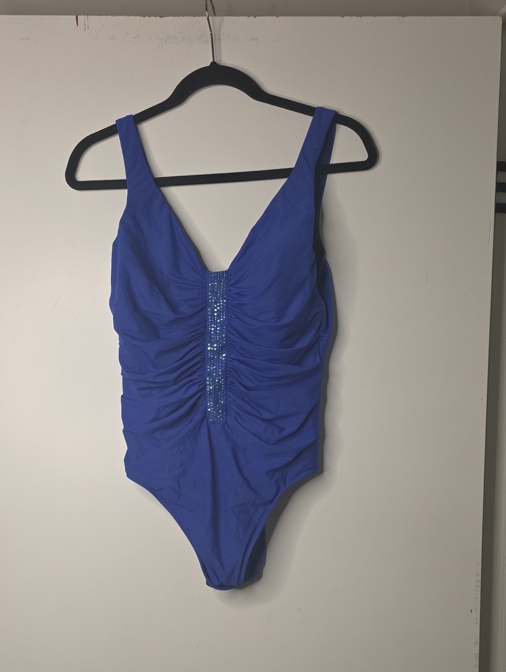 Miraclesuit Royal Blue Ruched One-Piece with Sequin Placket